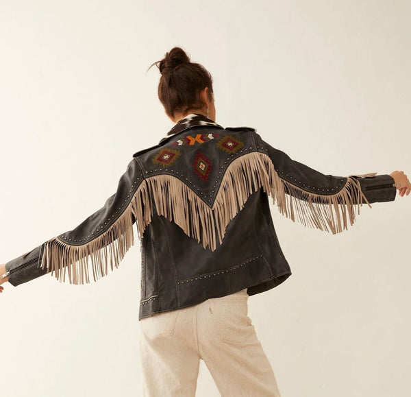 Myra Phoenix Leather Fringe Jacket