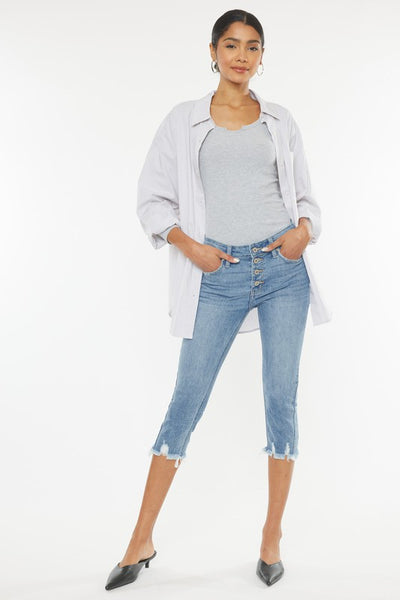 MID RISE CAPRI JEAN PANTS