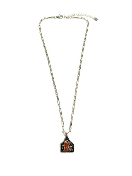 Western Cattle Tag Two Tone Initial Necklace