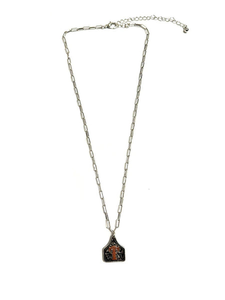 Western Cattle Tag Two Tone Initial Necklace