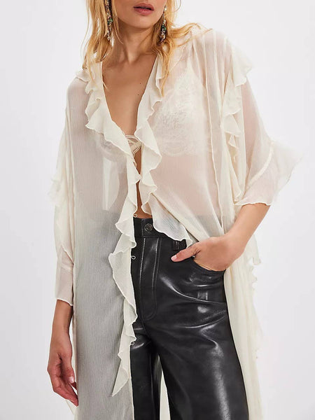 Boho Lightweight Sheer Ruffle Duster