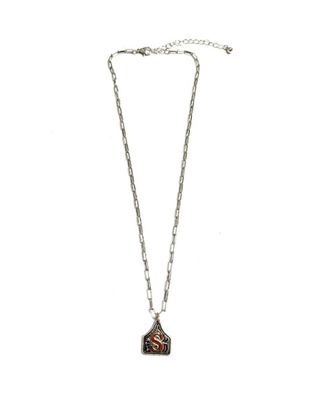Western Cattle Tag Two Tone Initial Necklace
