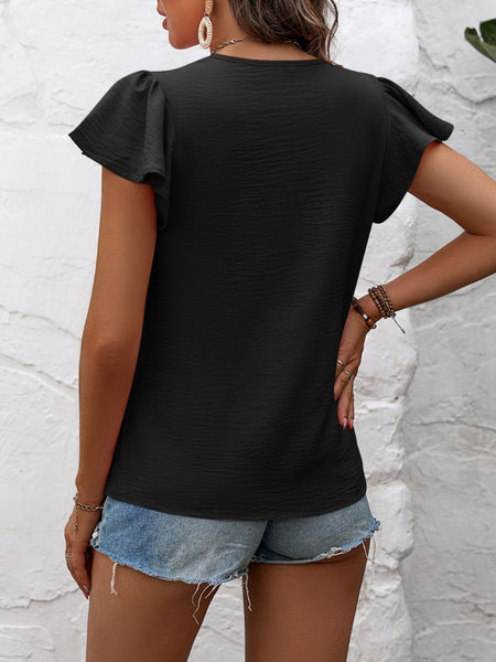 Mandy Round Neck Cap Sleeve T-Shirt