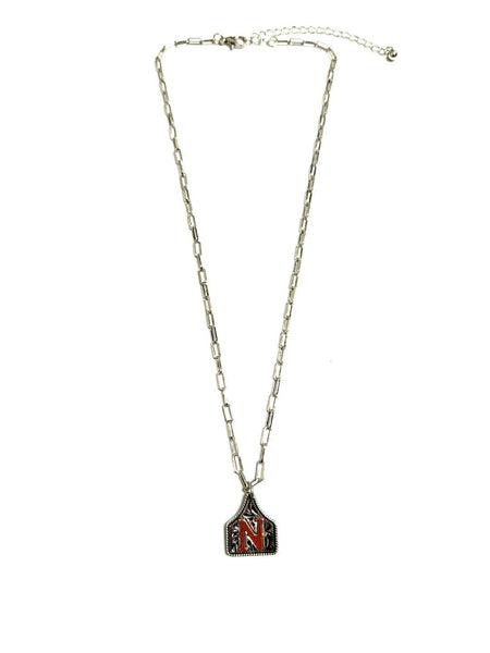 Western Cattle Tag Two Tone Initial Necklace