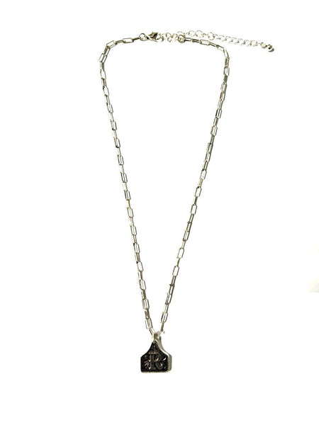 Western Cattle Tag Silver Initial Necklace