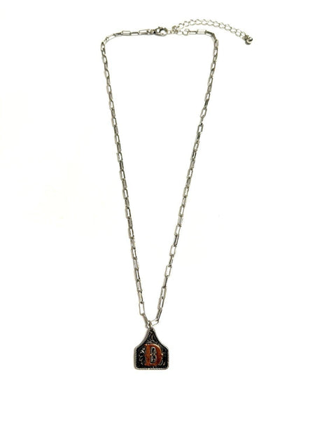 Western Cattle Tag Two Tone Initial Necklace