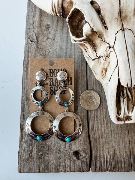 Western Circle Drop Stud Earrings