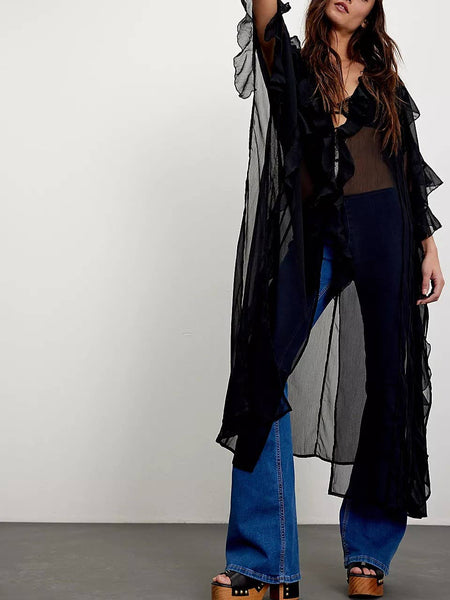 Boho Lightweight Sheer Ruffle Duster