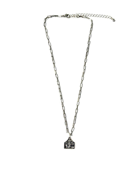 Western Cattle Tag Silver Initial Necklace