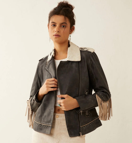 Myra Phoenix Leather Fringe Jacket
