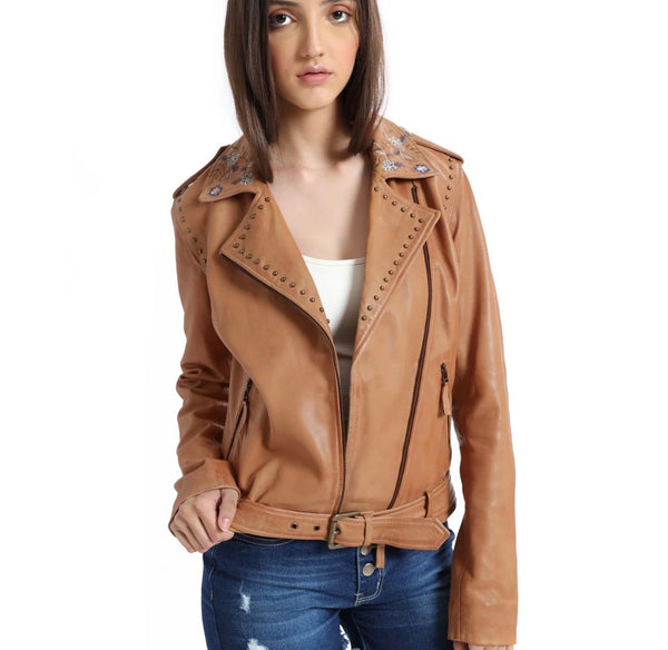 Myra Embroidered Leather Jacket