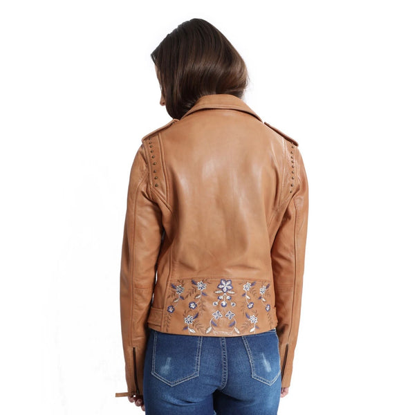 Myra Embroidered Leather Jacket
