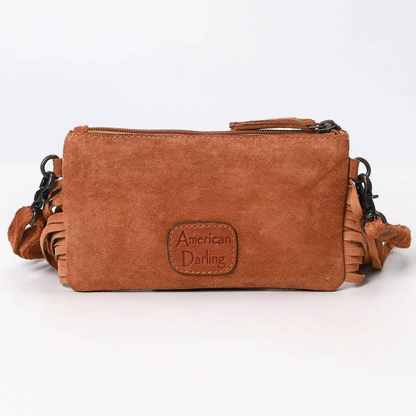 American Darling Western Genuine Suede Leather Small Cross Body Bag with & Hand-Tooled Accents