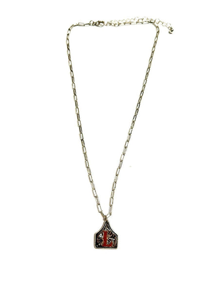 Western Cattle Tag Two Tone Initial Necklace