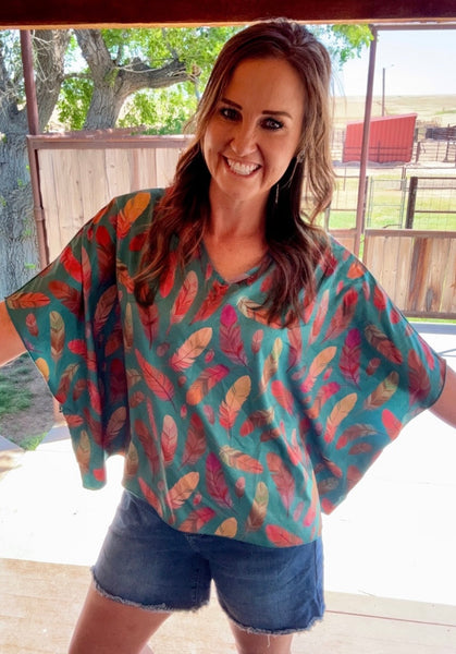 Sterling Kreek Feather Charm Top