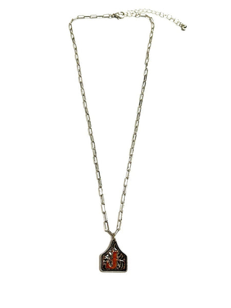 Western Cattle Tag Two Tone Initial Necklace