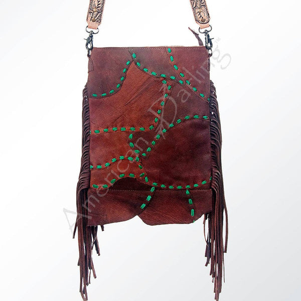 American Darling Handcrafted Western Leather Large Cross body Bag with Fringe
