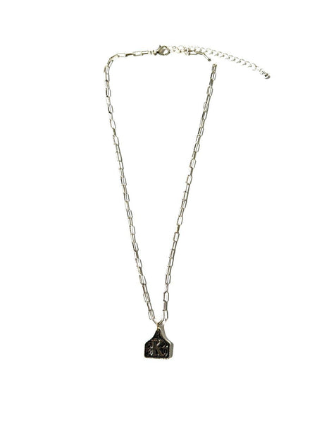 Western Cattle Tag Silver Initial Necklace