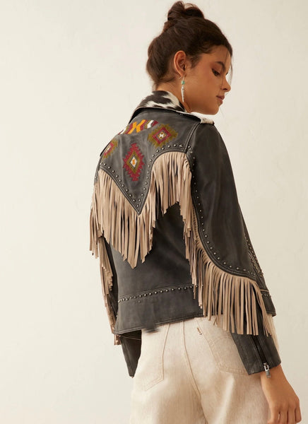 Myra Phoenix Leather Fringe Jacket