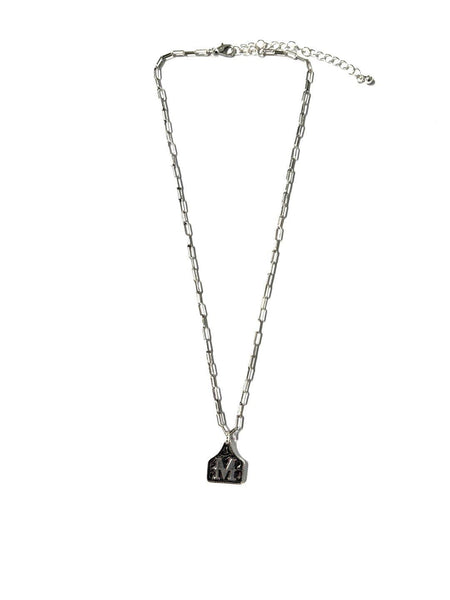 Western Cattle Tag Silver Initial Necklace