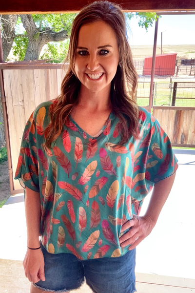 Sterling Kreek Feather Charm Top