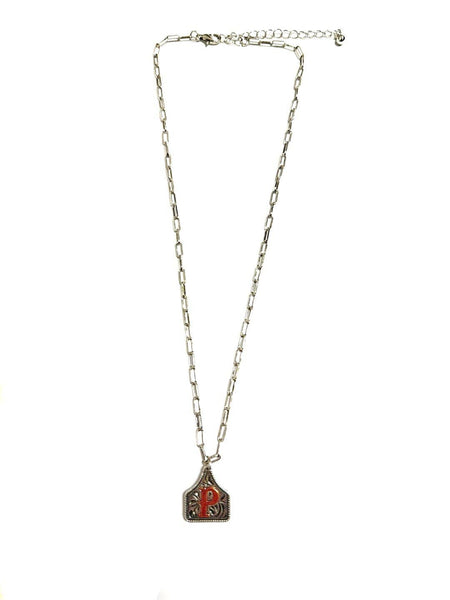 Western Cattle Tag Two Tone Initial Necklace