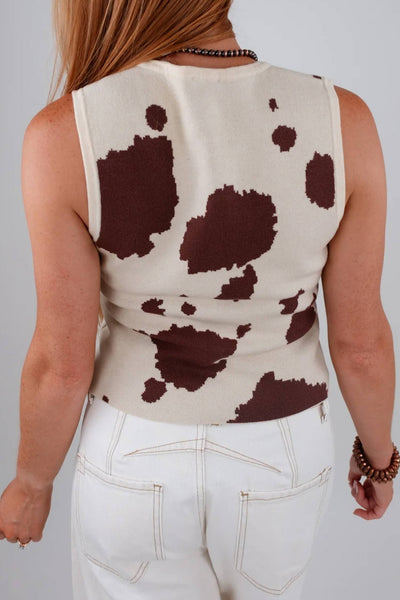 Cow PrintButton Down Sweater Vest