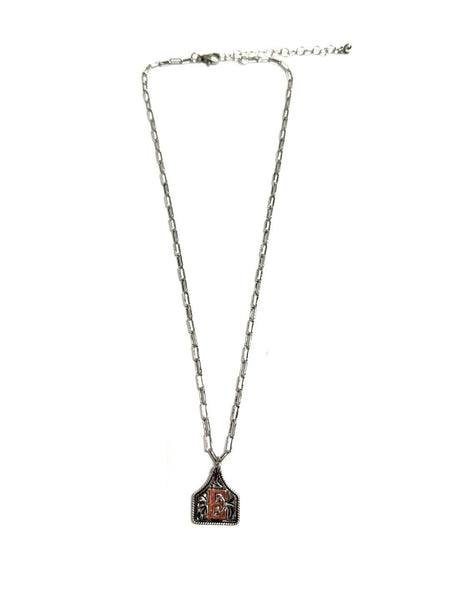 Western Cattle Tag Two Tone Initial Necklace