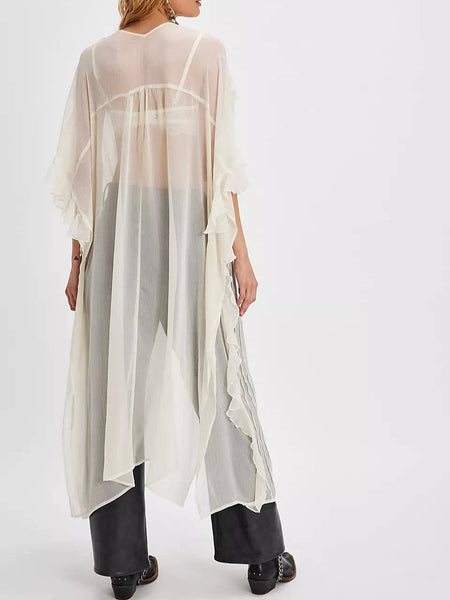 Boho Lightweight Sheer Ruffle Duster