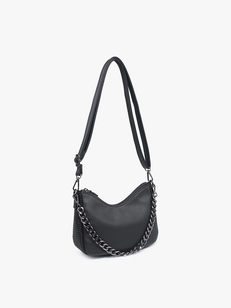 Rhinestone & Chain Detailed Shoulder Bag