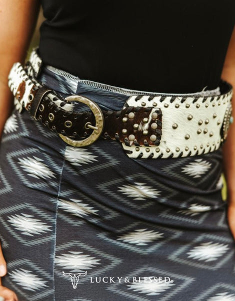 Lucky & Blessed Cowhide Belt