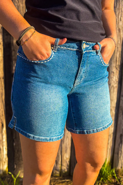 Stitched Denim Shorts