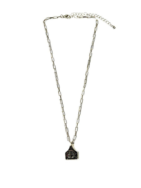 Western Cattle Tag Silver Initial Necklace