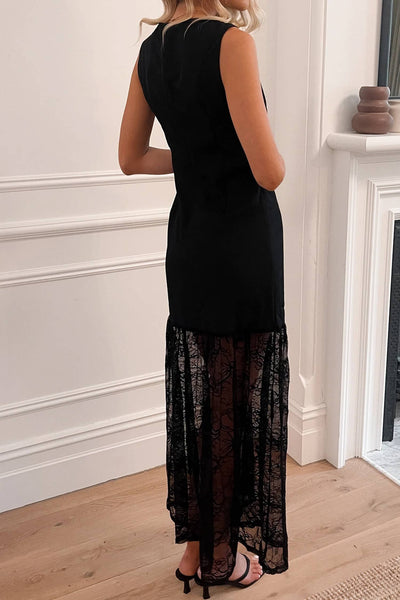 Sleeveless Sheer Floral Lace Dress