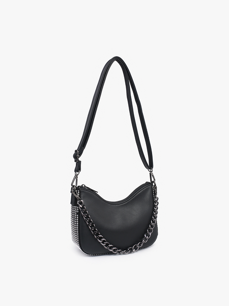 Rhinestone & Chain Detailed Shoulder Bag