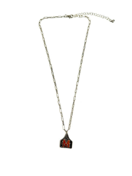 Western Cattle Tag Two Tone Initial Necklace