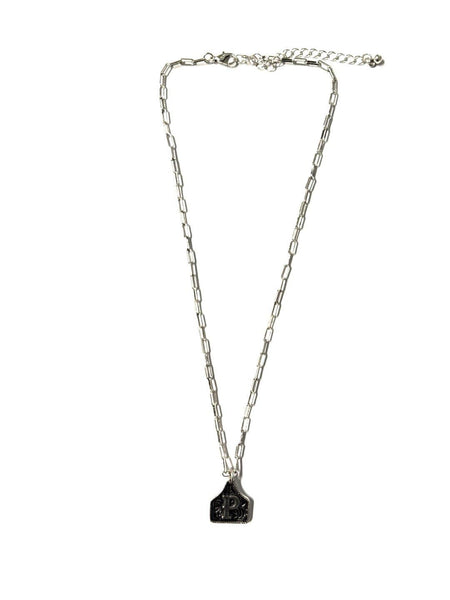 Western Cattle Tag Silver Initial Necklace