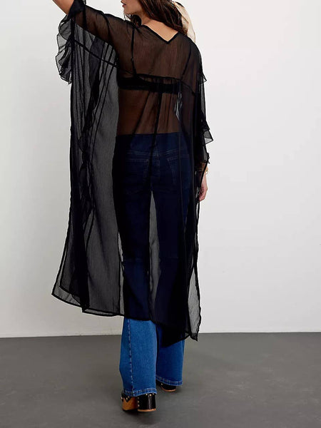 Boho Lightweight Sheer Ruffle Duster