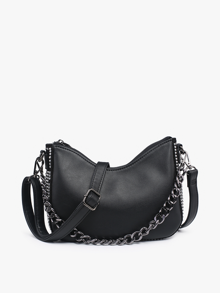 Rhinestone & Chain Detailed Shoulder Bag