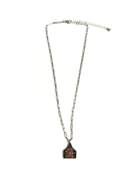 Western Cattle Tag Two Tone Initial Necklace