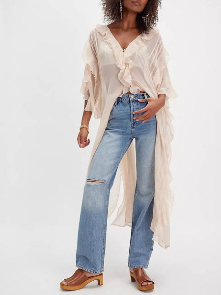Boho Lightweight Sheer Ruffle Duster
