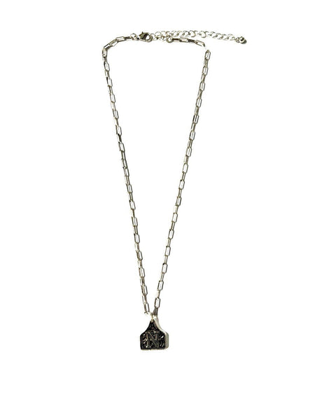 Western Cattle Tag Silver Initial Necklace