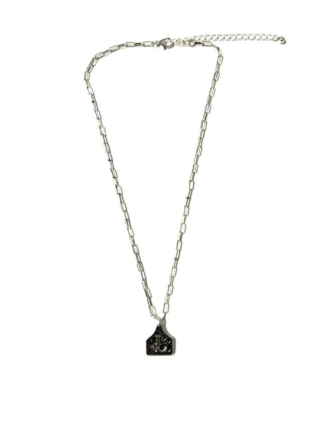 Western Cattle Tag Silver Initial Necklace