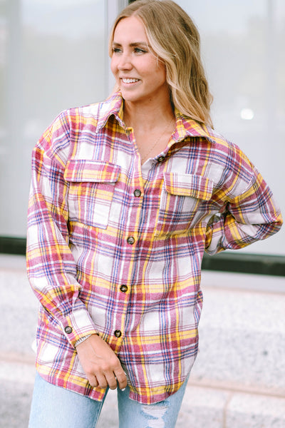 Plaid Button Down Collared Jacket