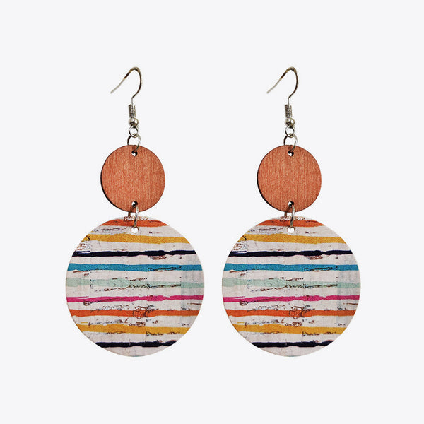 Round Shape Wooden Dangle Earrings