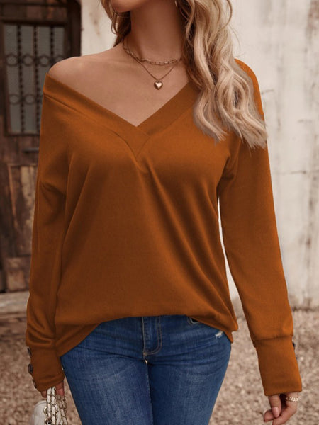 V-Neck Long Sleeve Top