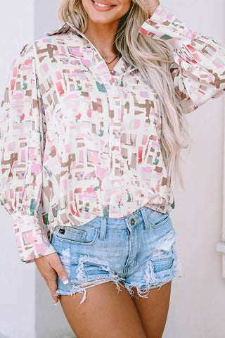 Printed Collared Neck Long Sleeve Shirt