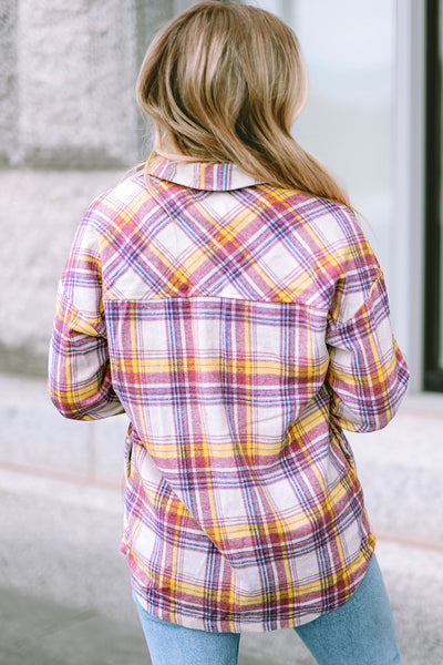 Plaid Button Down Collared Jacket