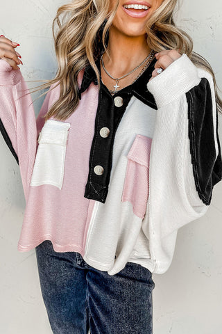 Multicolor Button-Down Long Sleeve Blouse