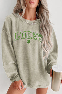 LUCKY Round Neck Dropped Shoulder Sweatshirt